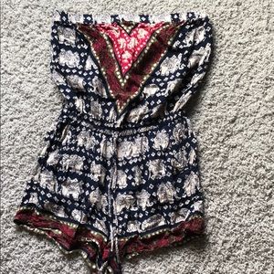 Angie Tube Top Romper w Elephant pattern